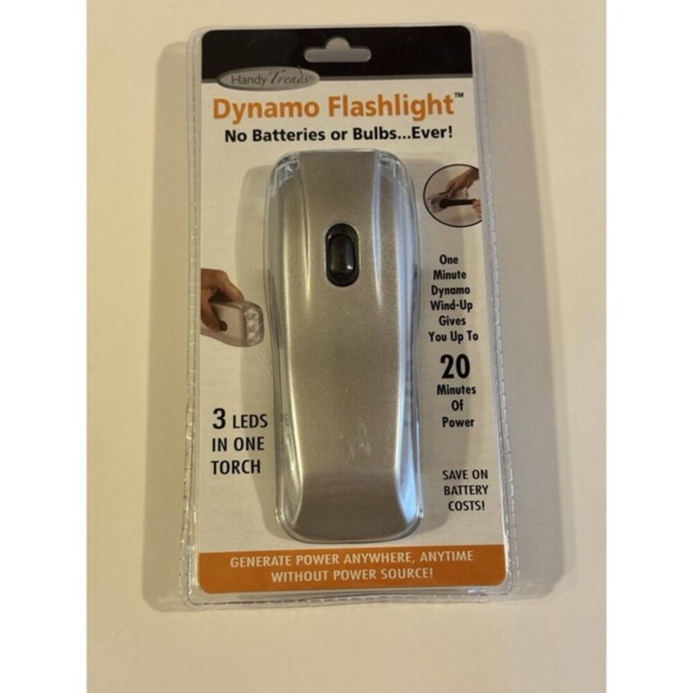 NEW HANDY TRENDS DYNAMO WIND-UP FLASHLIGHT - No Batteries Required